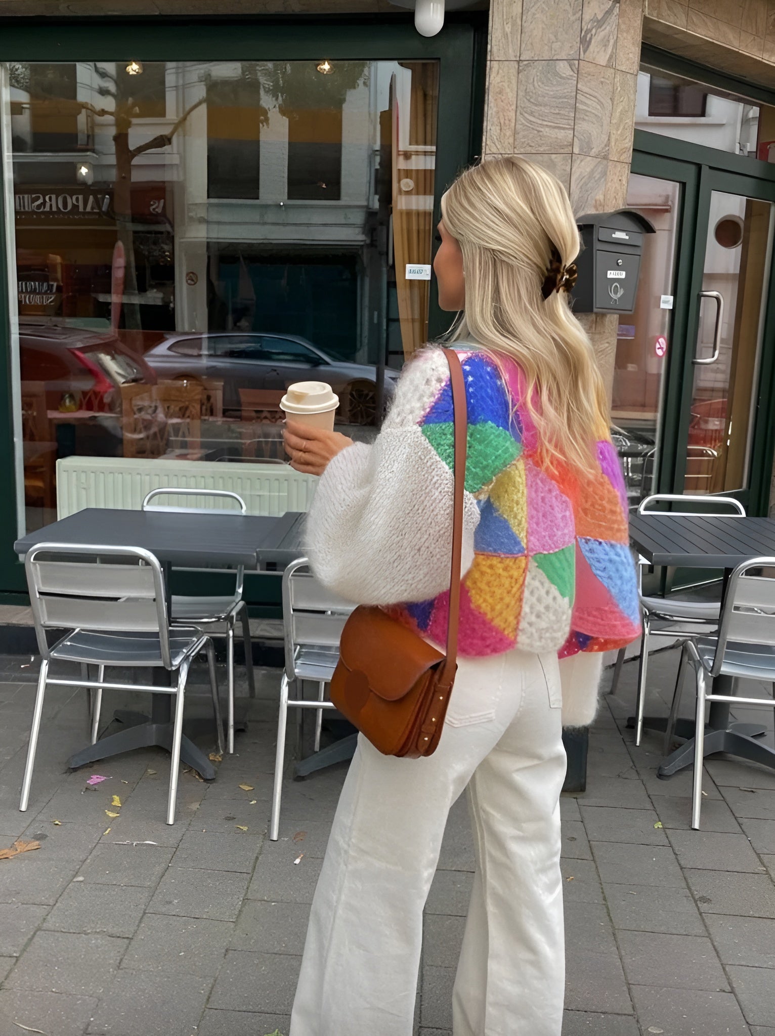 Gilet Femme Multicolore Taille Unique Acrylique Rayé