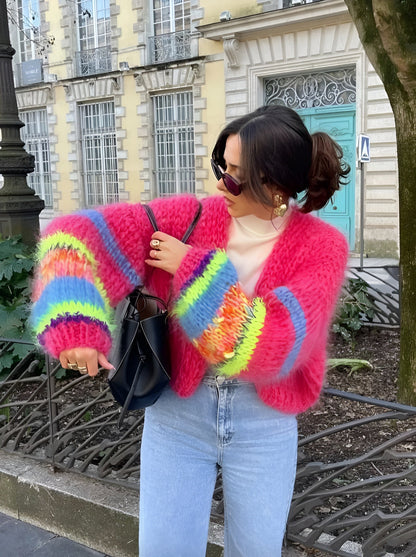 Women's Multicolor Vest One Size Acrylic Striped