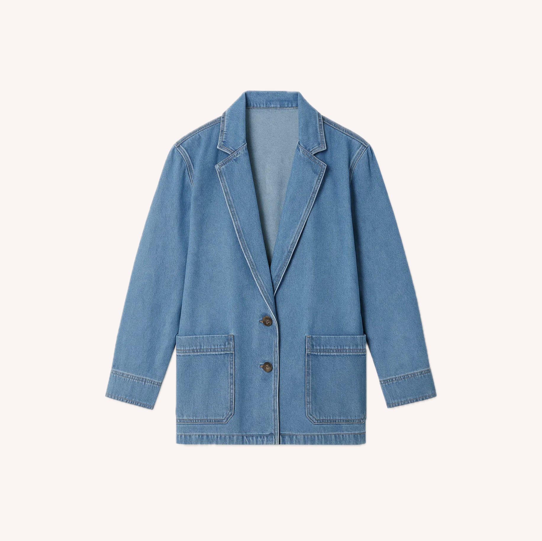 Veste Blazer Femme Jean Bleu Taille M 100% Coton Décontractée