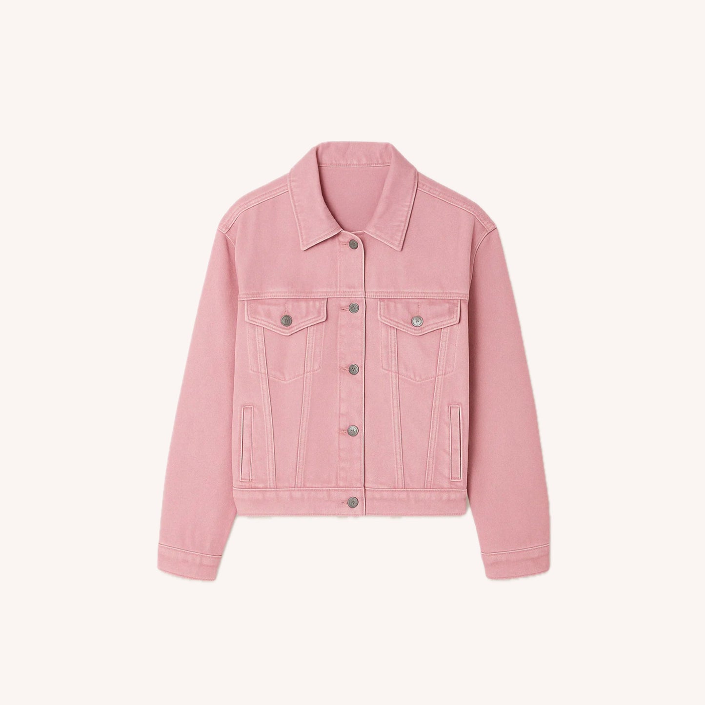Women's Pink Denim Jacket Size M 100% Cotton