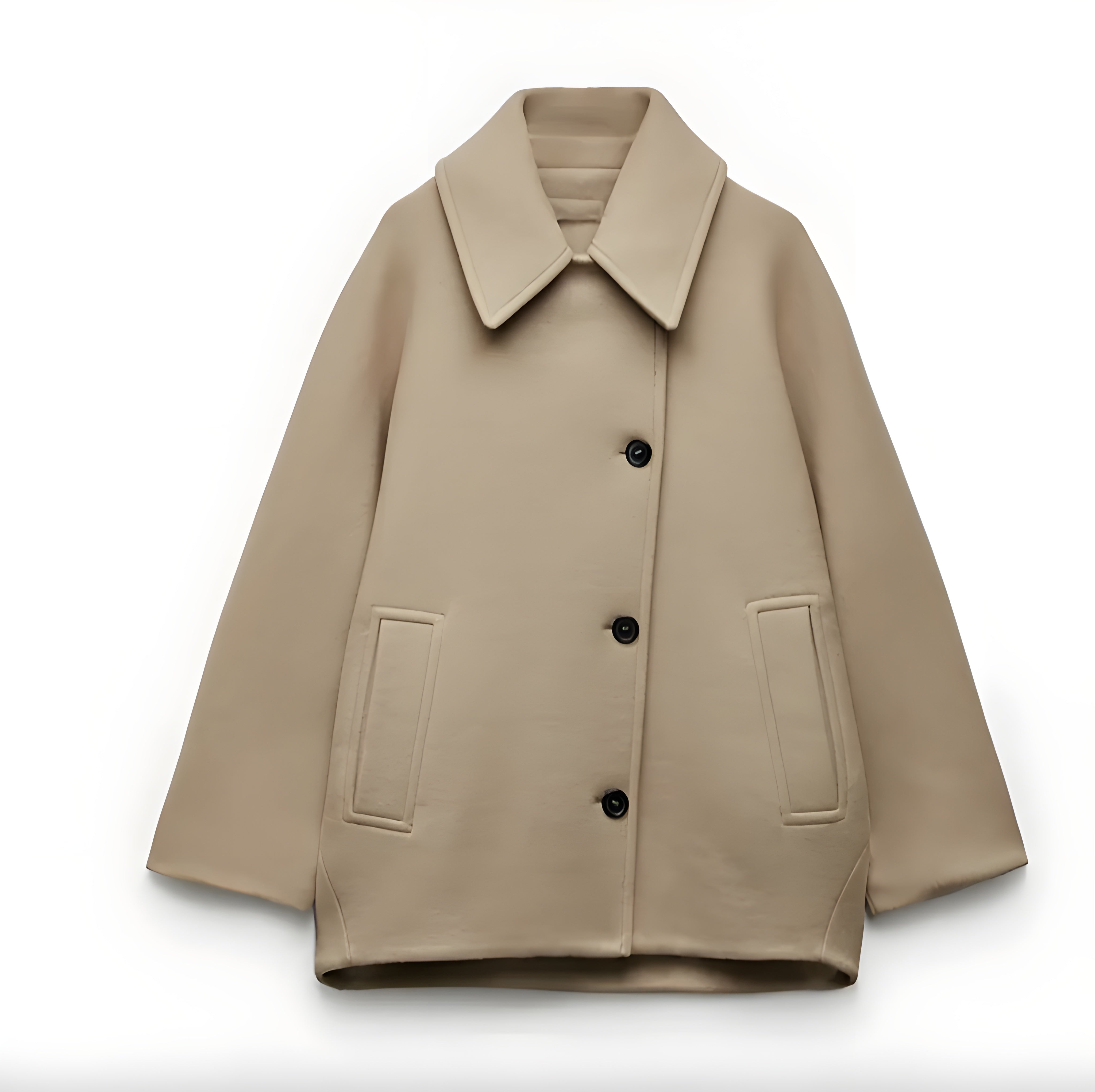 Manteau Hiver Femme Beige Taille M Laine Mélangée Oversize