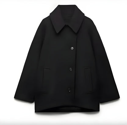 Women's Winter Coat Beige Size M Wool Blend Oversize