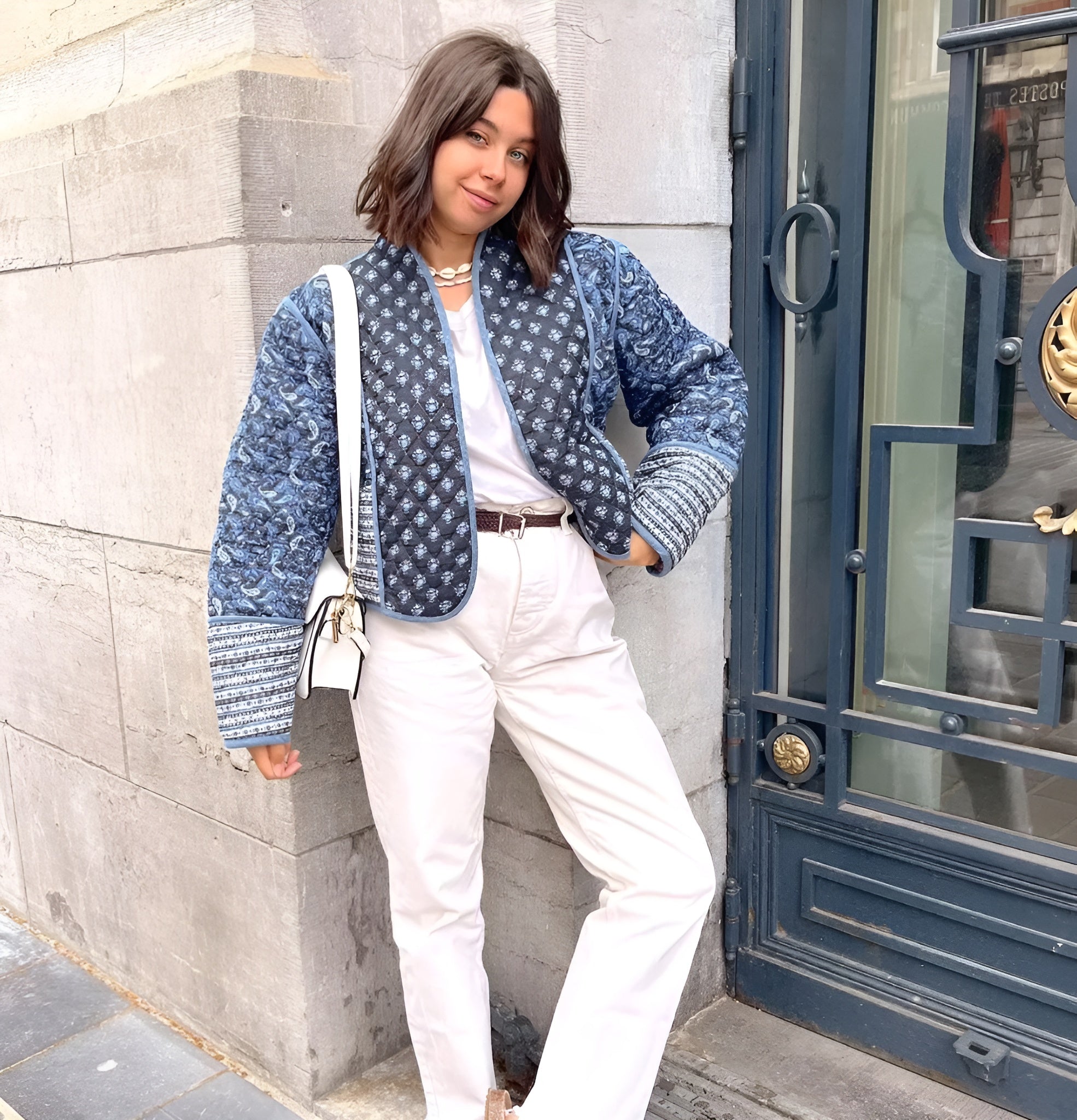 Veste Femme Réversible Bleu/Rose Taille M Polyester Matelassée