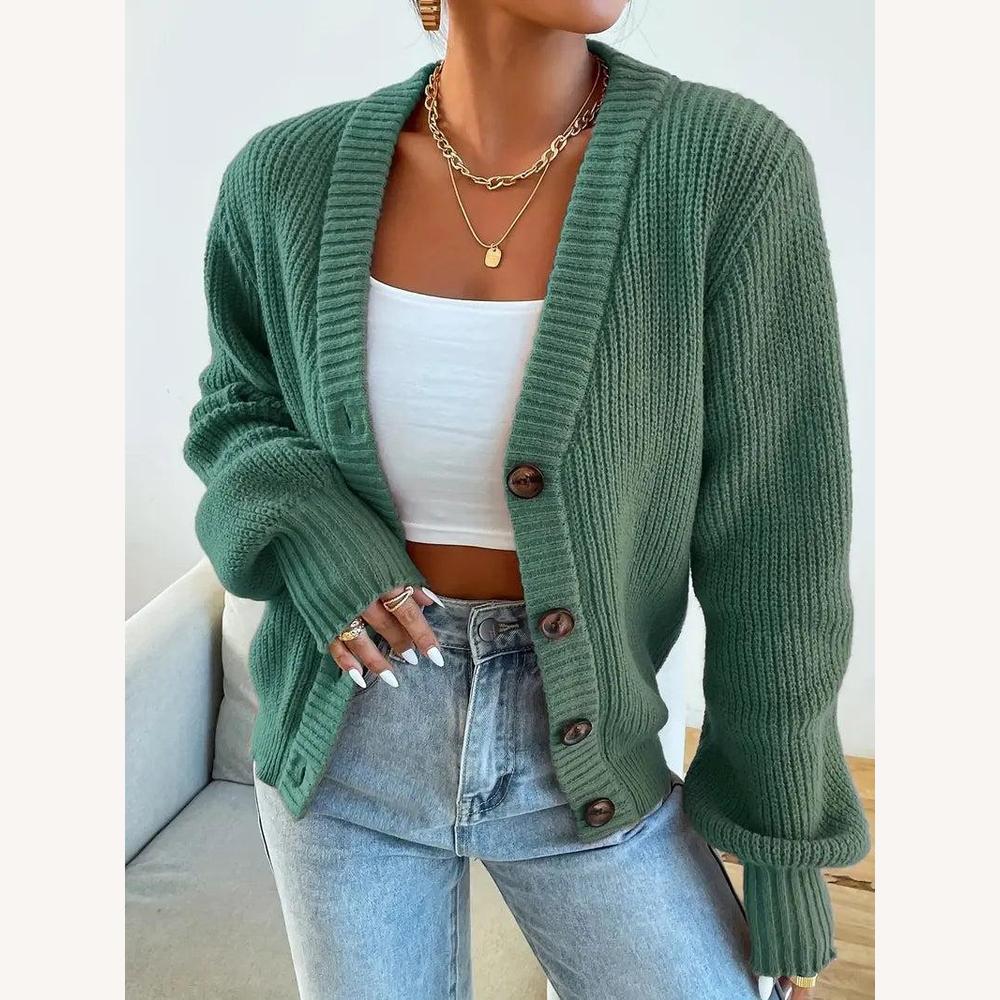 Cardigan Femme en Maille Épaisse Boutonné – Confortable et Polyvalent, Idéal pour un Look Tendance