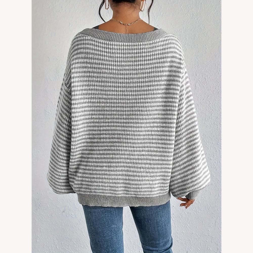 Women's Oversized Sweater in Soft Knit with Plaid Pattern – Comfort and Elegance for Winter
