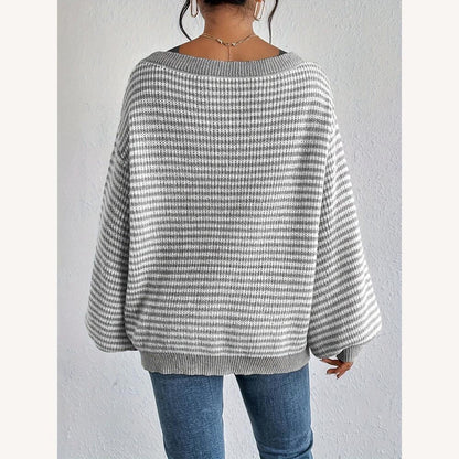 Women's Oversized Sweater in Soft Knit with Plaid Pattern – Comfort and Elegance for Winter