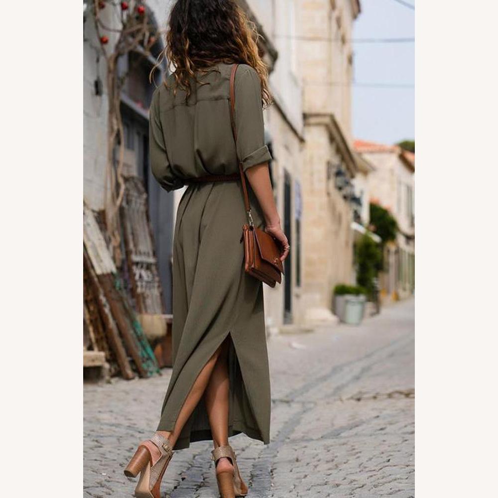 Robe Longue Femme à Manches Longues – Élégante et Confortable pour l'Automne, Disponible en S à XL