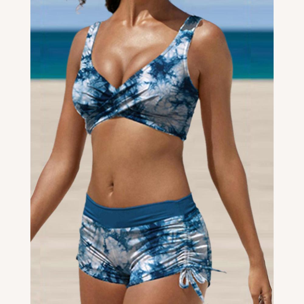 Bikini Femme avec Bretelles Ajustables et Décolleté en V – Maillot de Bain Élégant en Chinlon, Plusieurs Motifs Disponibles