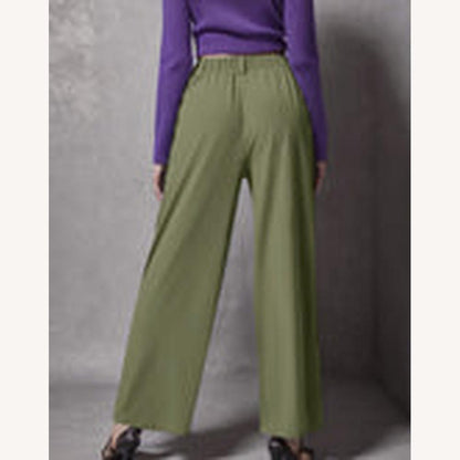 Women's Fluid Pants Black Size M Polyester Wide Legs