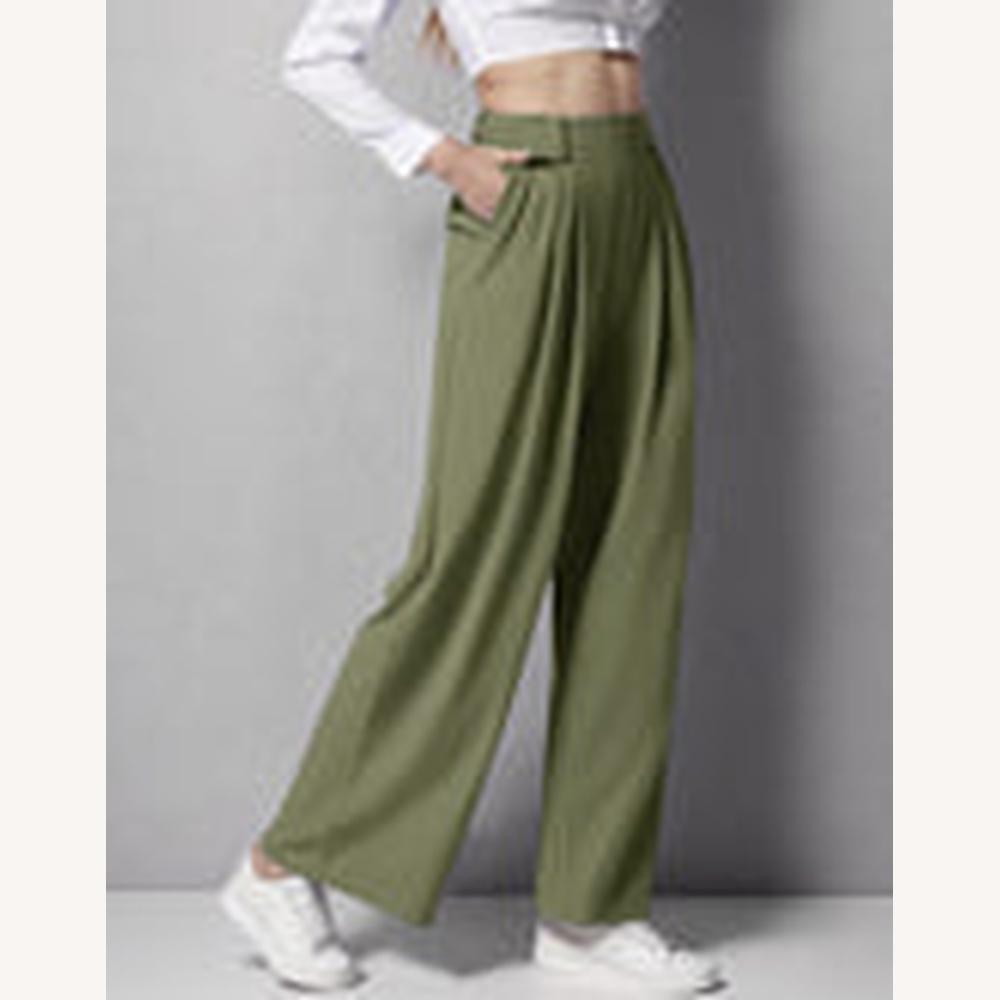 Variant image for Pantalon Fluide Femme Noir Taille M Polyester Jambes Larges-6