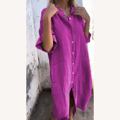Variant image for Robe Chemise Longue Femme en Tissu Léger - Élégante et Décontractée pour Toutes Occasions-9