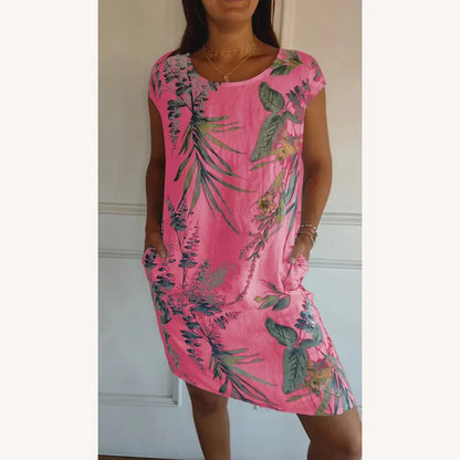 Variant image for Robe Longue Femme Imprimée en Coton et Lin - Élégante et Confortable pour Printemps Été-19