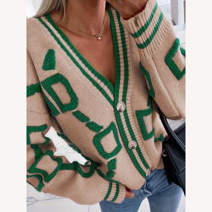 Women's Oversize Cardigan in Soft Knit with Geometric Pattern – Comfort and Trendy Style