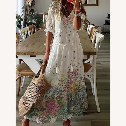 Long Women's Dress with Long Sleeves and Ruffles – Elegant and Comfortable, Ideal for Evenings and Special Occasions