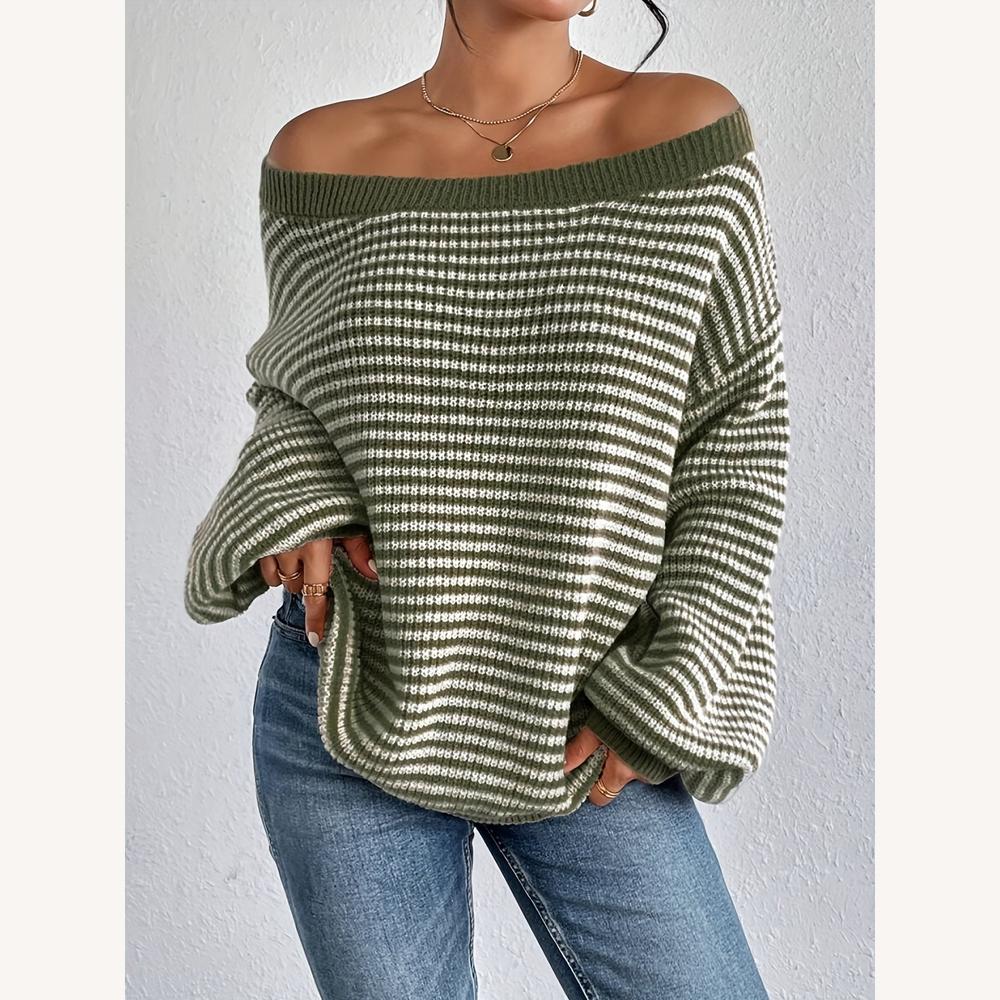 Women's Oversized Sweater in Soft Knit with Plaid Pattern – Comfort and Elegance for Winter