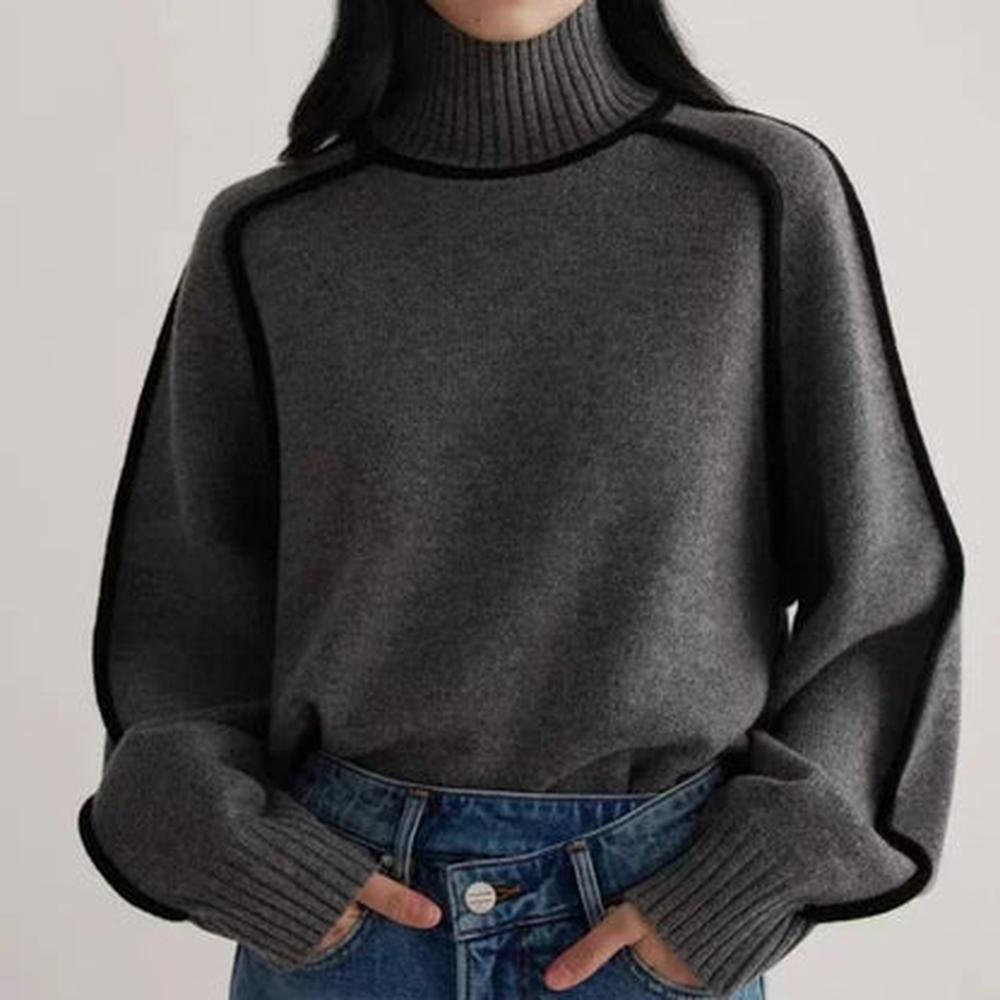 Pull de Noël Femme Col Roulé Oversize en Maille Douce – Confort et Élégance pour l'Hiver