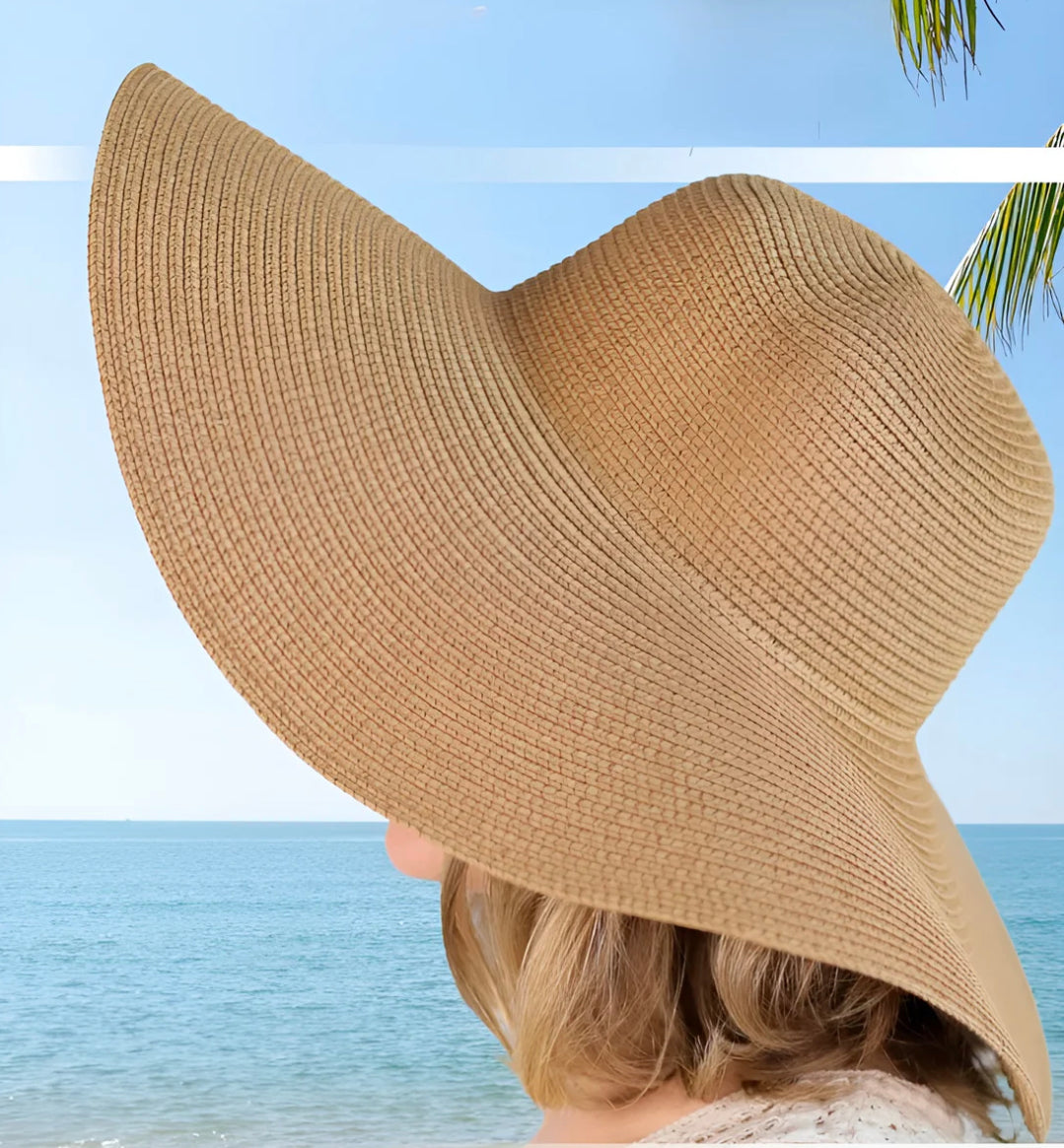 Chapeau de Paille Estival Léger Femme avec Protection Solaire Ajustable 54-58 cm – Idéal Plage et Sorties d'Été
