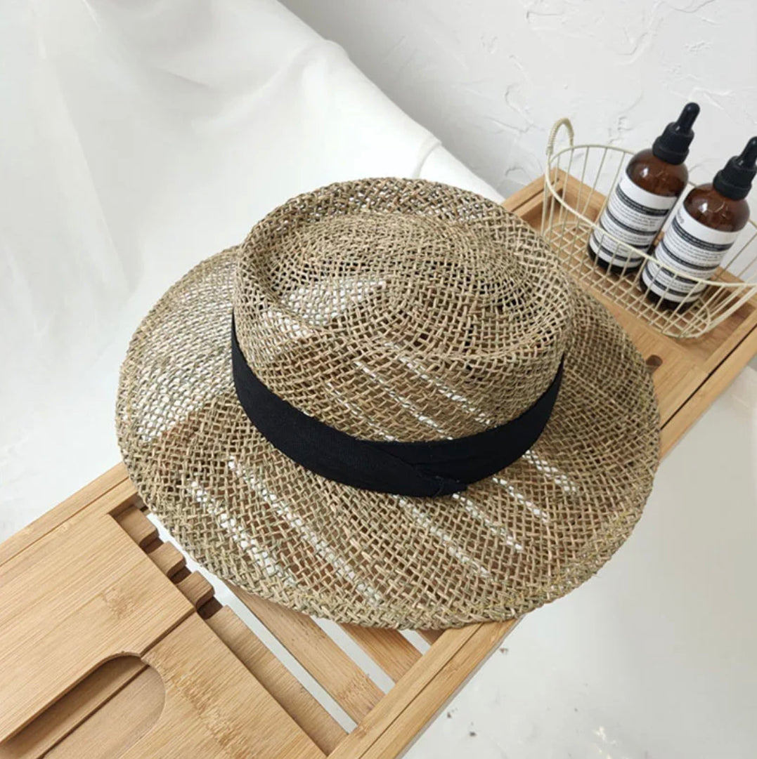 Chapeau de Paille Léger Mixte avec Protection Solaire – Chapeau Canotier Élégant pour Homme et Femme