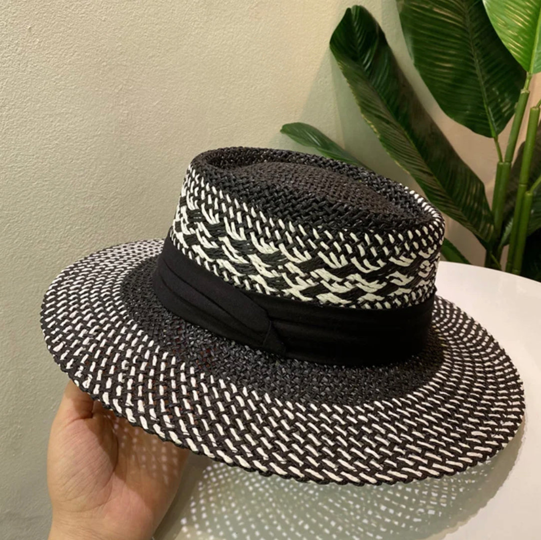 Chapeau de Paille Léger Mixte avec Protection Solaire – Chapeau Canotier Élégant pour Homme et Femme