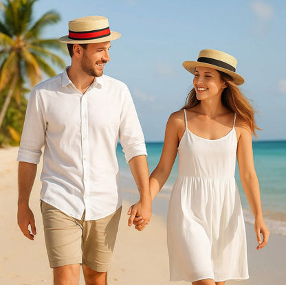 Women's Lightweight Straw Hat with Sun Protection – Chic Adjustable Summer Accessory