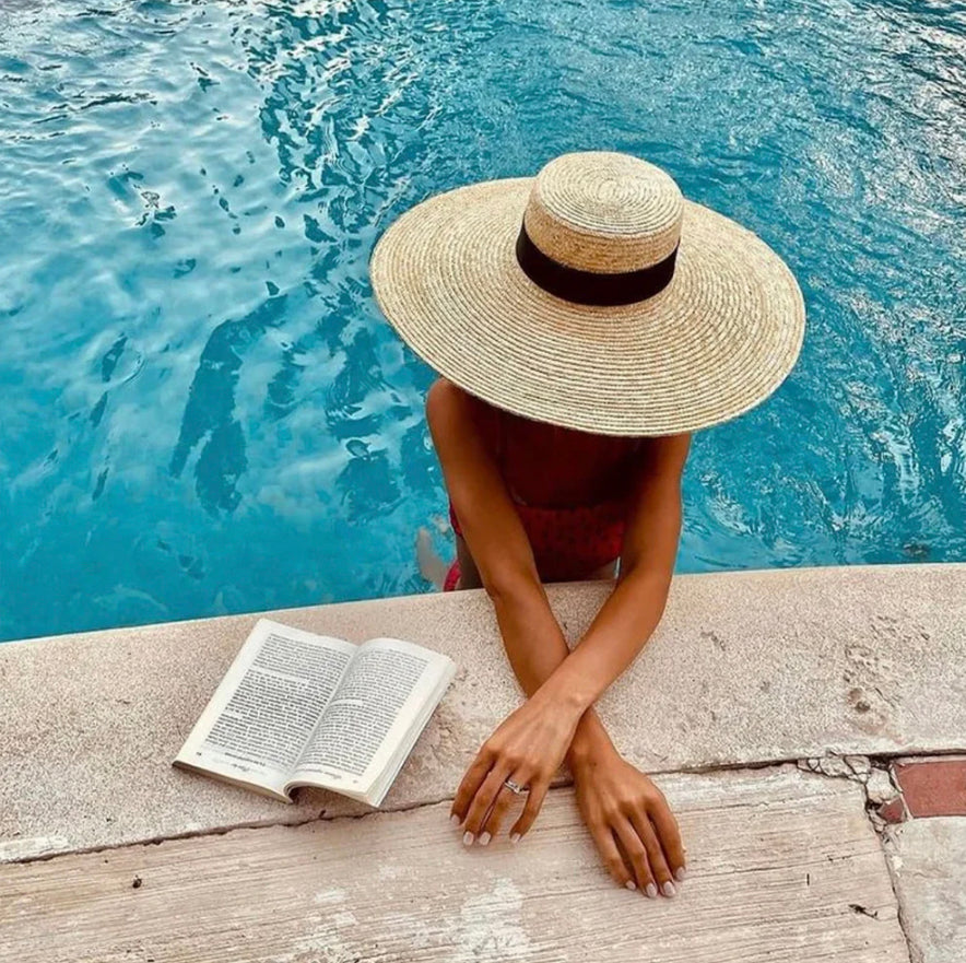 Chapeau de Paille Femme Ajustable – Élégance Estivale avec Protection Solaire, Tour de Tête 54-59 cm