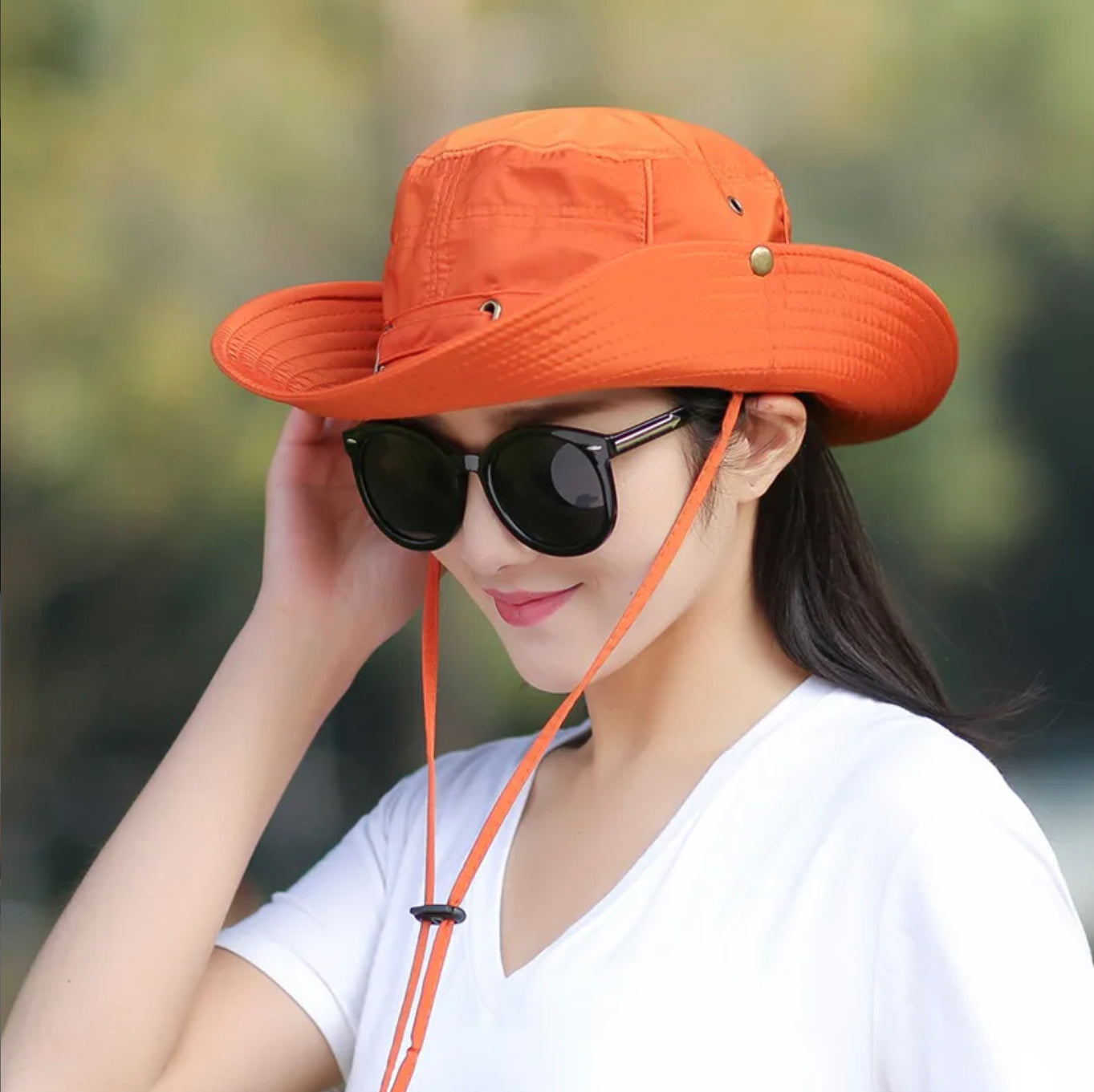 Foldable Women's Hat in 100% Cotton – Sun Protection and Optimal Comfort, Adjustable from 55 to 60 cm