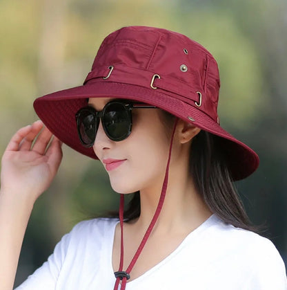 Foldable Women's Hat in 100% Cotton – Sun Protection and Optimal Comfort, Adjustable from 55 to 60 cm