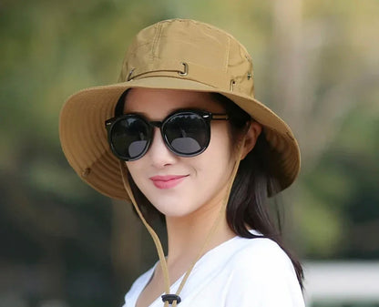 Foldable Women's Hat in 100% Cotton – Sun Protection and Optimal Comfort, Adjustable from 55 to 60 cm