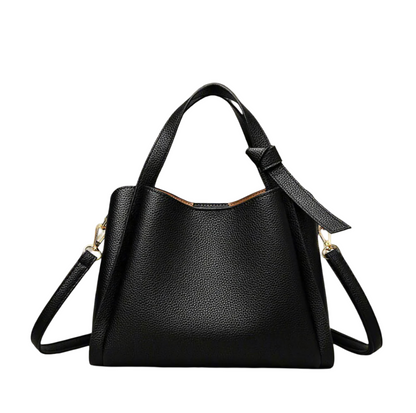 Women's Sophie Shoulder Bag in Synthetic Leather - Elegant, Practical, Adjustable Shoulder Strap, Spacious Interior - Black
