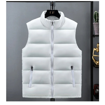 Lightweight Puffer Vest for Men with Stand-up Collar – Casual Polyester Jacket