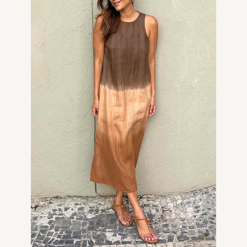 Robe d'Été Femme Longue et Chic, Sans Manches, Légère en Coton – Élégante et Confortable pour l'Été