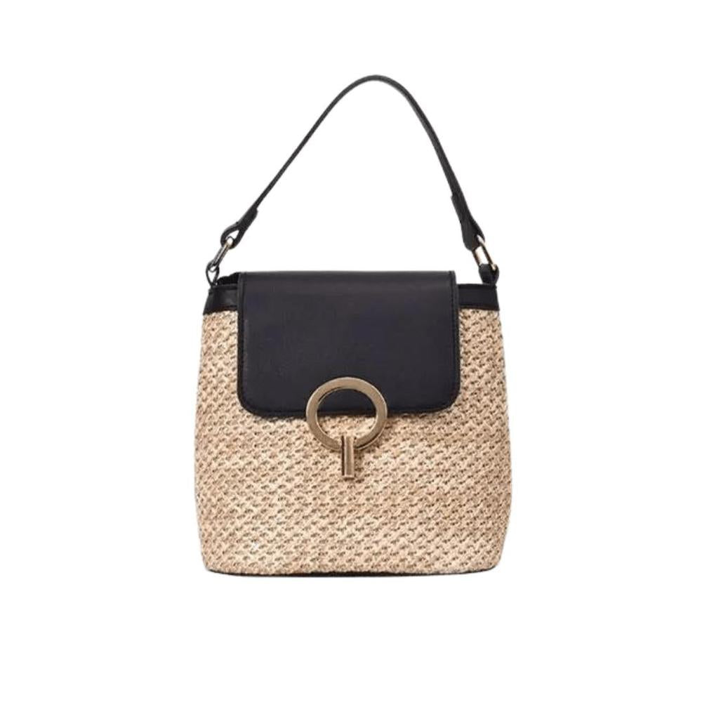 Sac à Main en Paille Bandoulière Femme – Tendance Bohème Chic, Idéal pour l'Été, Avec Poche Intérieure et Fermeture Sécurisée