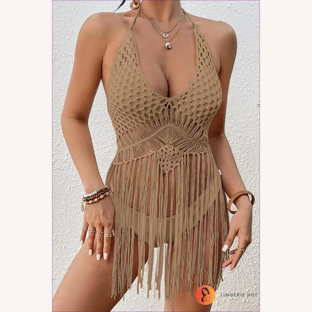 Haut Sans Manches Femme Boho Chic en Acrylique avec Franges – Top d'Été Tendance et Confortable
