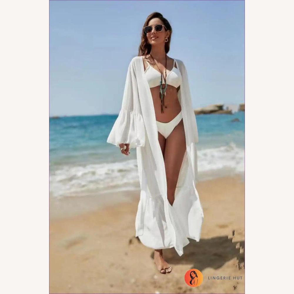 Cardigan Boho-Chic en Mousseline Légère avec Manches de Cloche – Élégance et Protection Solaire pour Femme