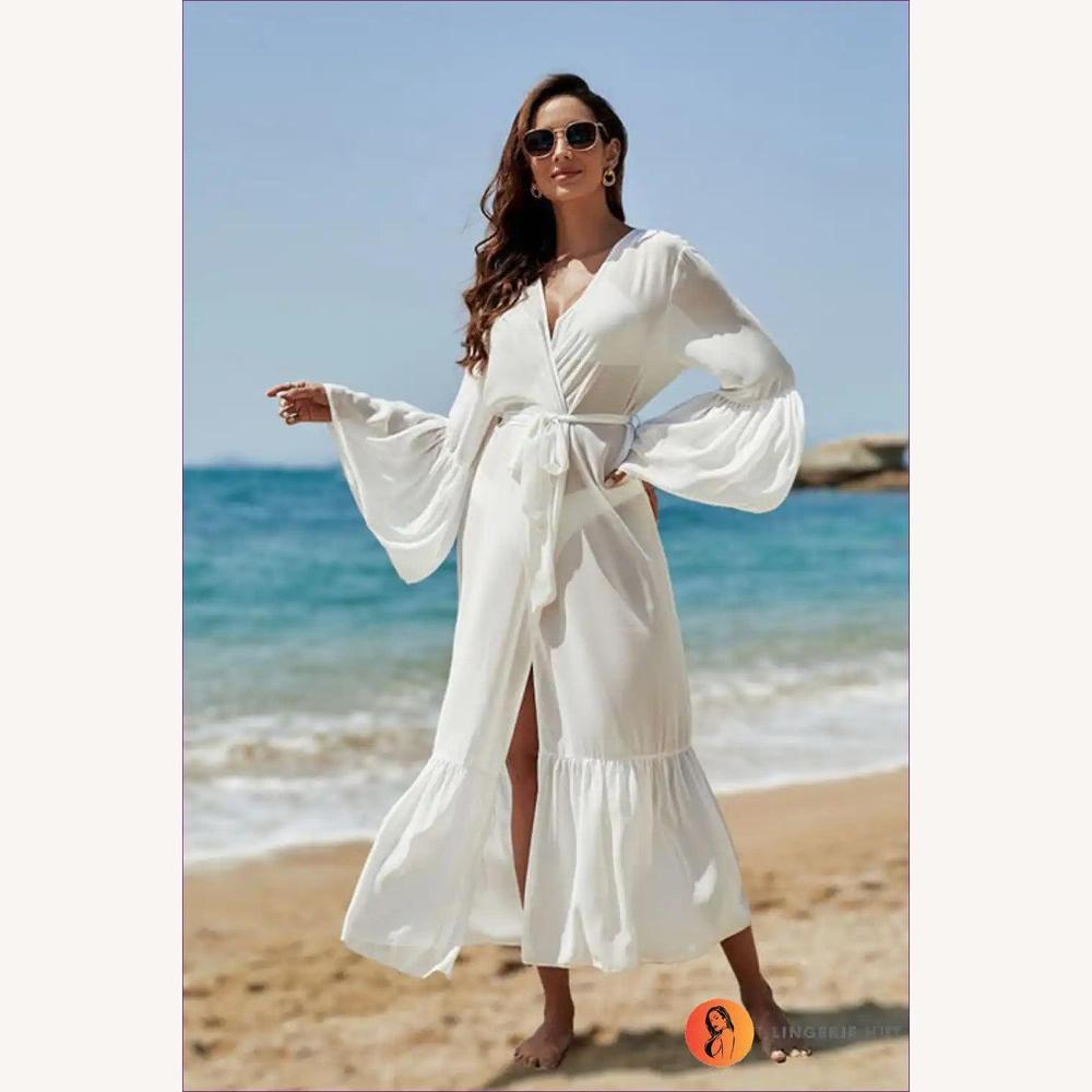 Cardigan Boho-Chic en Mousseline Légère avec Manches de Cloche – Élégance et Protection Solaire pour Femme