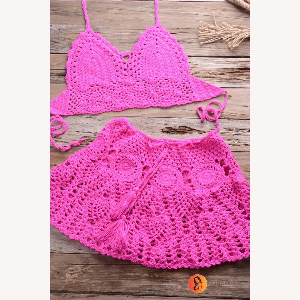 Variant image for Ensemble de Bikini au Crochet Boho avec Jupe Plissée pour Femme – Tissu Confortable et Élégance d'Été, Tailles S à XL-37