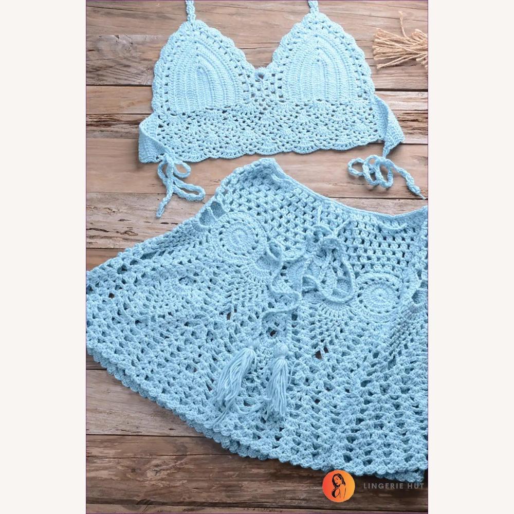Variant image for Ensemble de Bikini au Crochet Boho avec Jupe Plissée pour Femme – Tissu Confortable et Élégance d'Été, Tailles S à XL-29