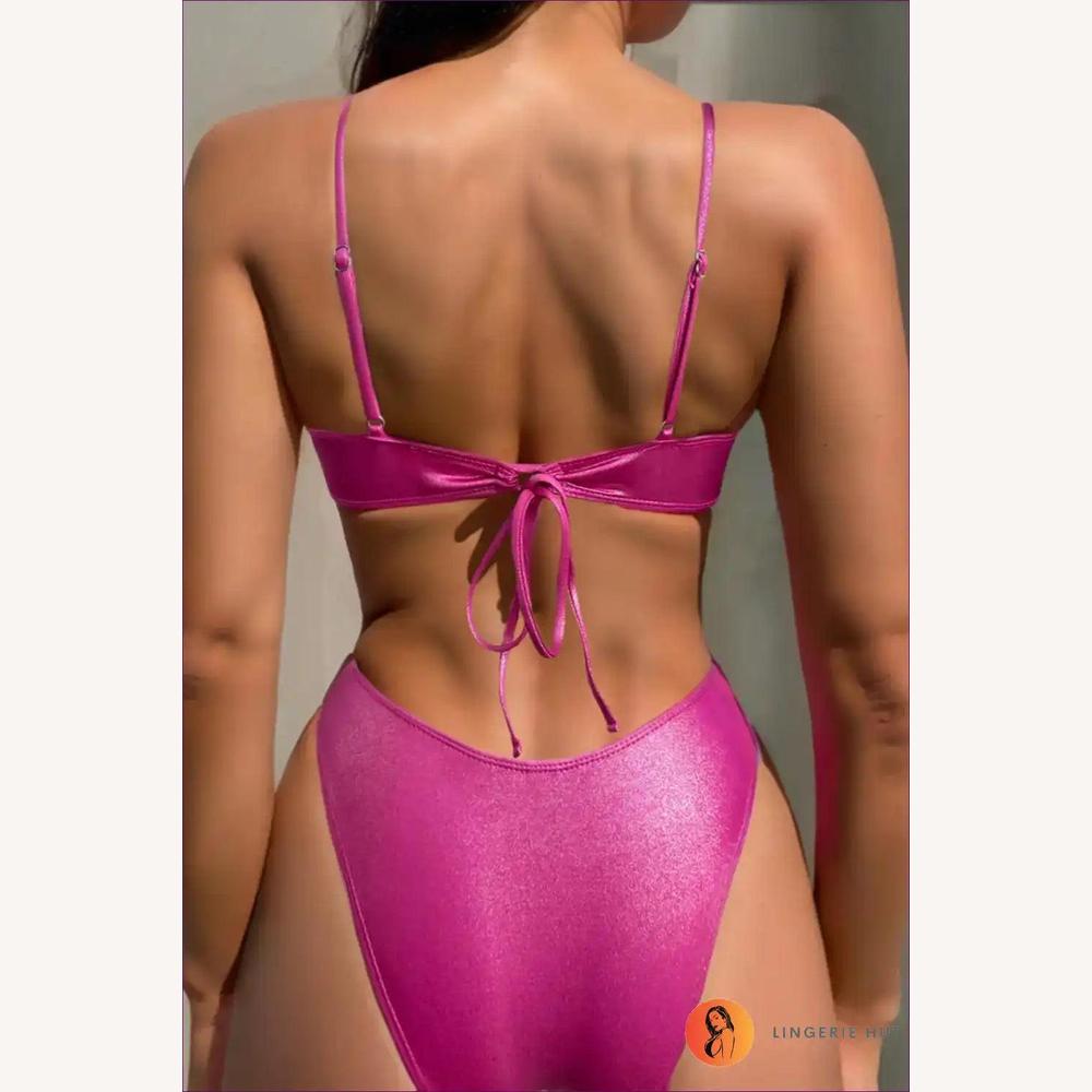 Bikini Divisé Boho avec Liens Réglables et Détails Froissés – Maillot de Bain Élégant pour Femme