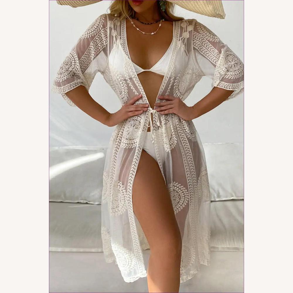 Couverture de Plage Florale Boho à Manches Longues en Tissu Léger – Ajustement Lâche pour Femmes