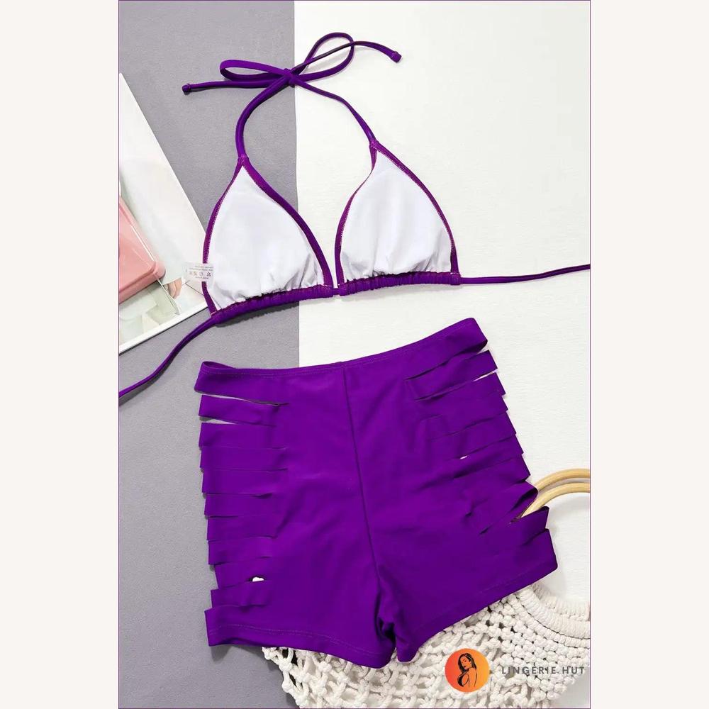 Bikini à Sangles Licou Femme – Maillot de Bain Boho Chic en Nylon, Confortable et Élégant, Plusieurs Tailles Disponibles