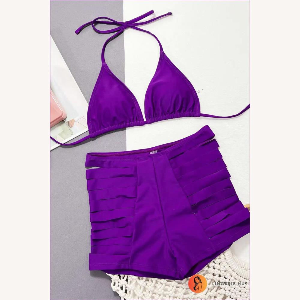 Bikini à Sangles Licou Femme – Maillot de Bain Boho Chic en Nylon, Confortable et Élégant, Plusieurs Tailles Disponibles