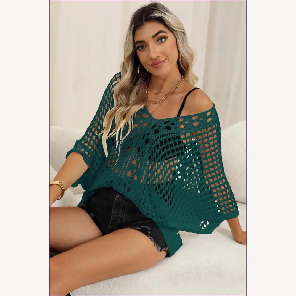 Chemisier Femme Boho en Dentelle Léger – Élégant Chemisier Chic Manches 3/4 pour l'Été