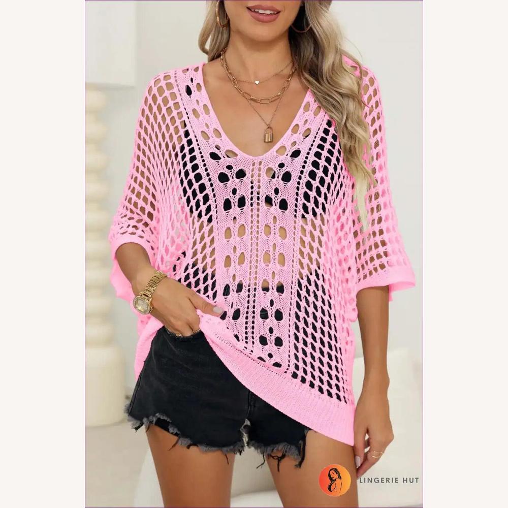 Chemisier Femme Boho en Dentelle Léger – Élégant Chemisier Chic Manches 3/4 pour l'Été