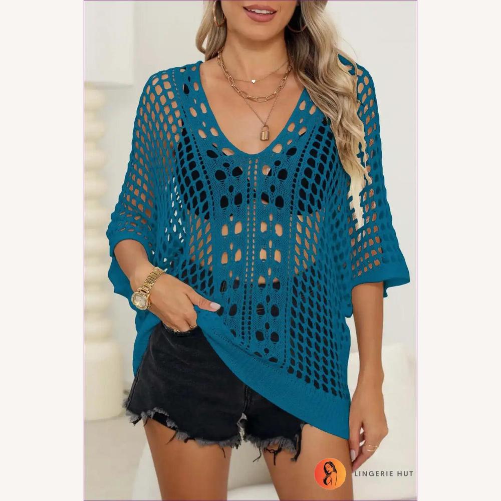 Chemisier Femme Boho en Dentelle Léger – Élégant Chemisier Chic Manches 3/4 pour l'Été
