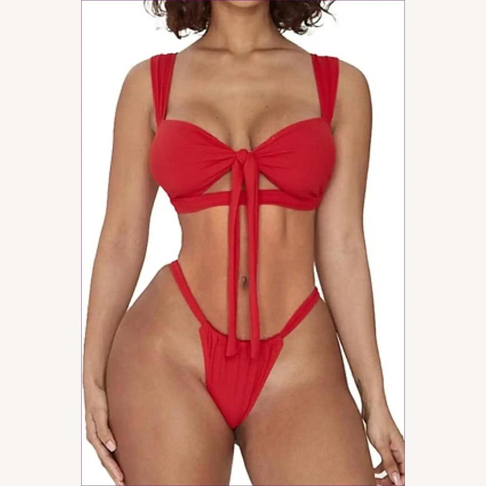 Bikini Boho Femme avec Découpes Chic et Élément de Cravate – Maillot de Bain Séduisant en Nylon Léger
