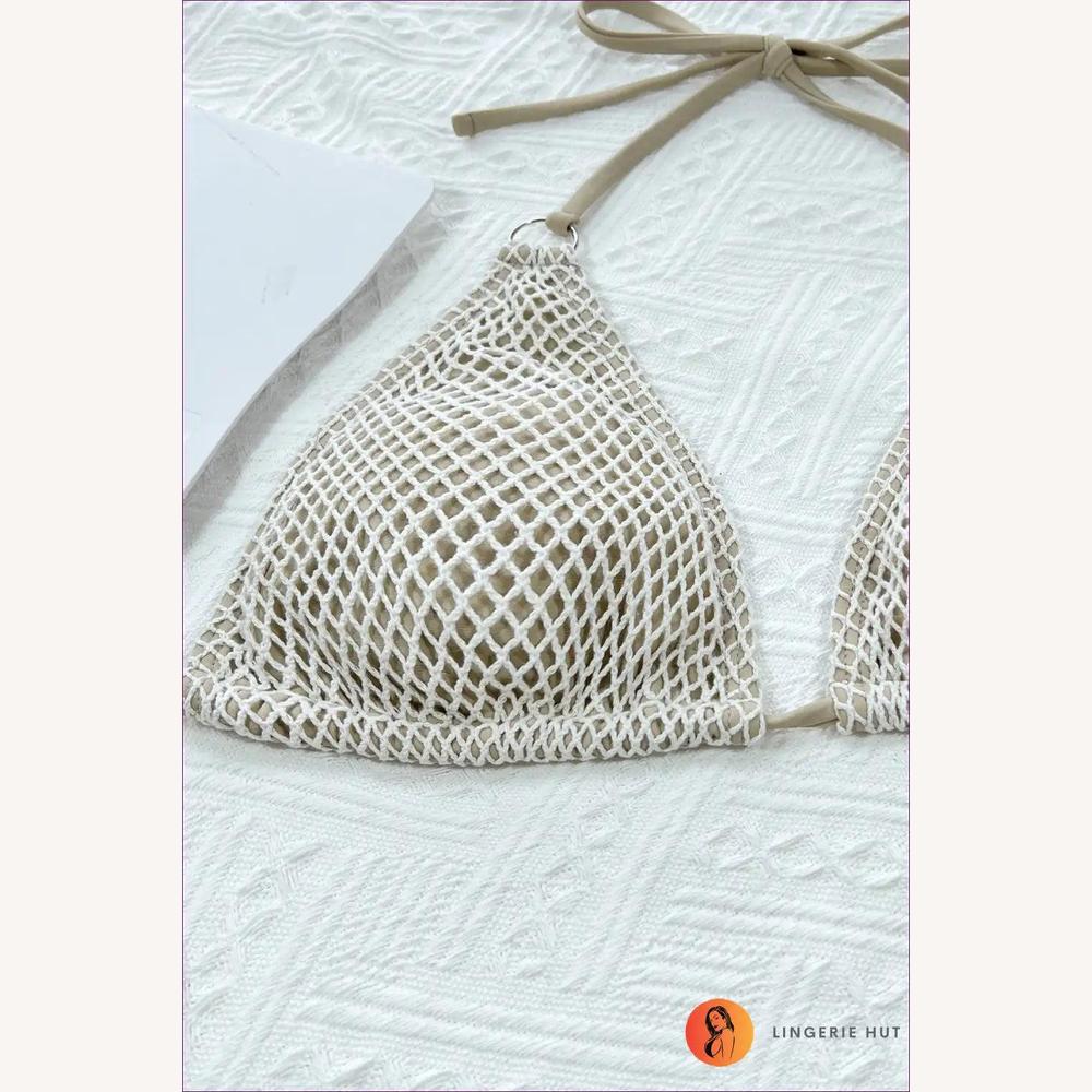 Bikini Femme en Crochet avec Accents d'Anneau et Liens Réglables – Maillot de Bain Chic Deux Pièces