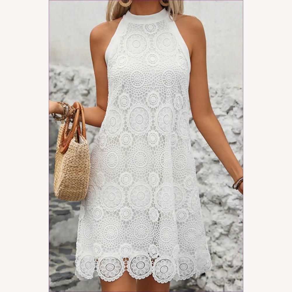 Robe Femme Élégante à Col Découpé en Dentelle – Chic Estival, Tissu Léger, Ajustement Confortable