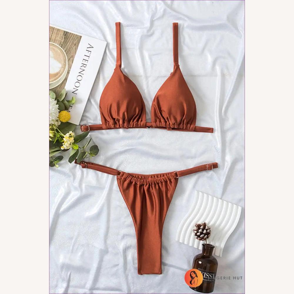 Variant image for Maillot de Bain Femme Plissé Élevé Taille Haute en Tissu Double Face – Style Boho Élégant pour l'Été-2