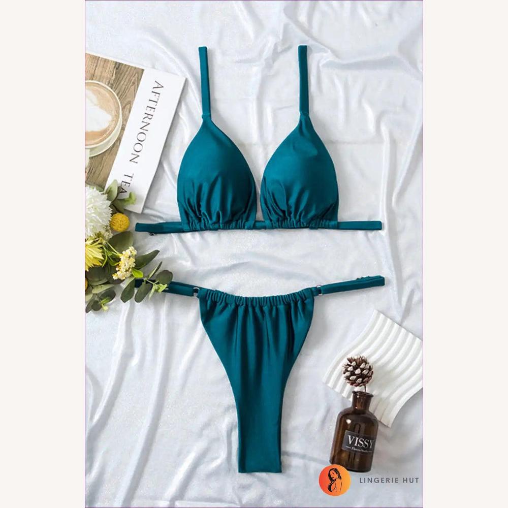 Variant image for Maillot de Bain Femme Plissé Élevé Taille Haute en Tissu Double Face – Style Boho Élégant pour l'Été-3