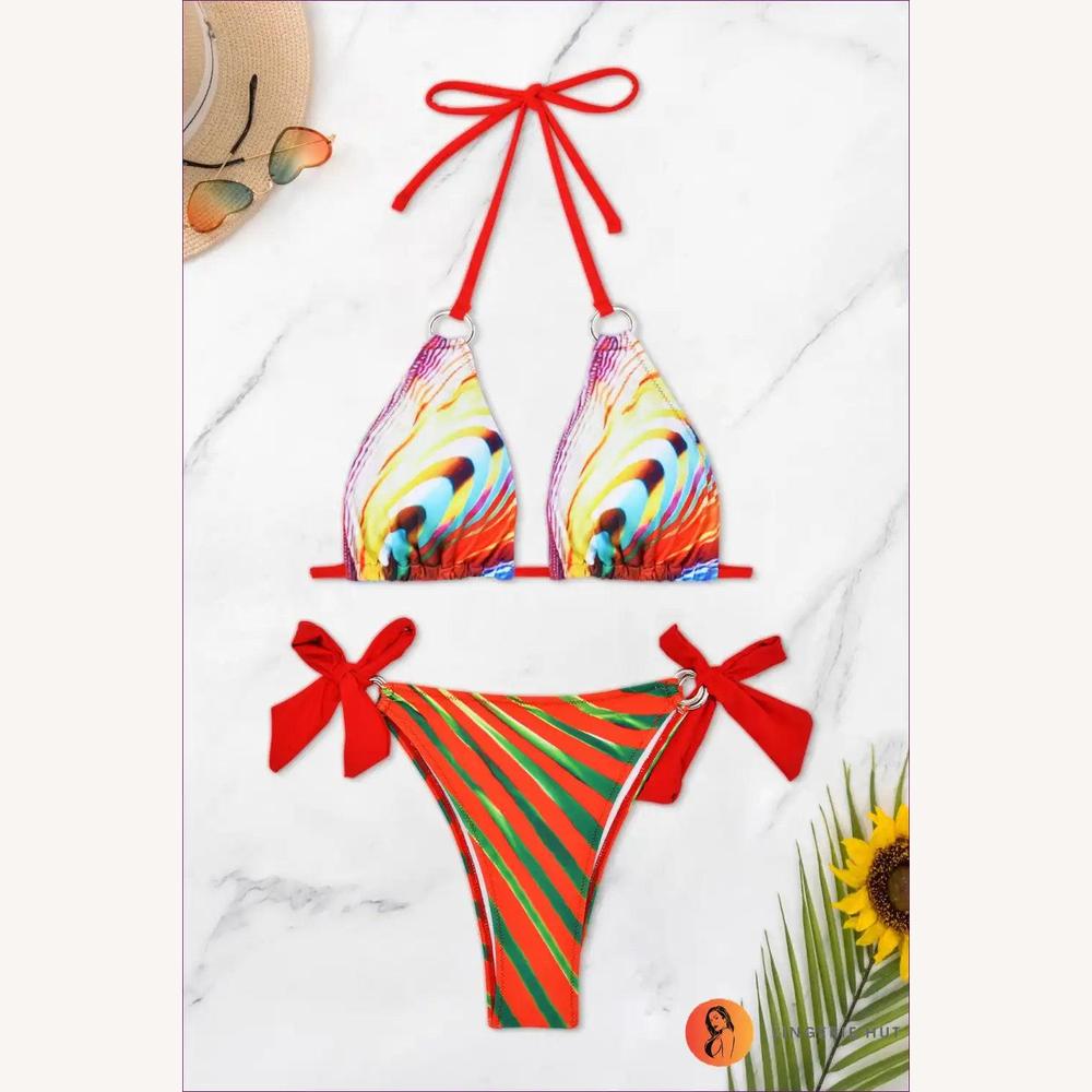 Ensemble de Bikini Imprimé en Trois Pièces pour Femme – Maillot de Bain Boho Élégant et Coloré, Tissu Sèche Rapide, Tailles S à XL